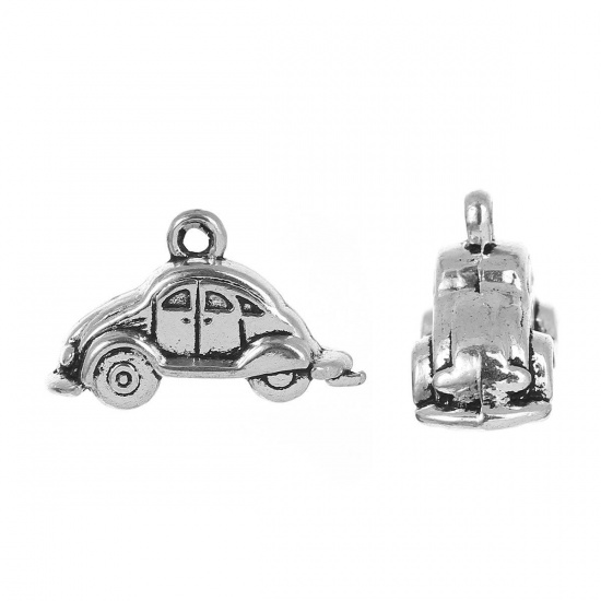 Picture of Zinc Based Alloy 3D Charm Pendants Travel Car Antique Silver Color 24mm(1") x 9mm( 3/8"), 20 PCs