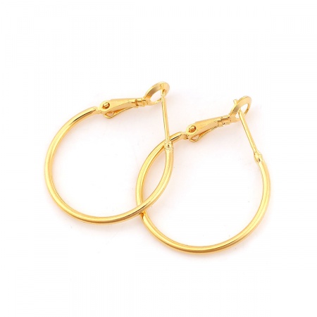 Messing Ohrreifen 18K Echtgold plattiert Rund 31mm x 25mm, Drahtstärke: (20 gauge), 280 Stück