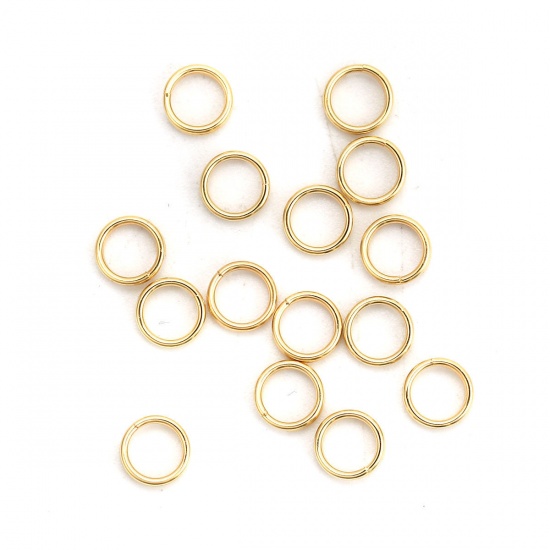 Picture of 0.7mm 316 Stainless Steel Double Split Jump Rings Findings Round Gold Plated 5mm Dia., 500 PCs