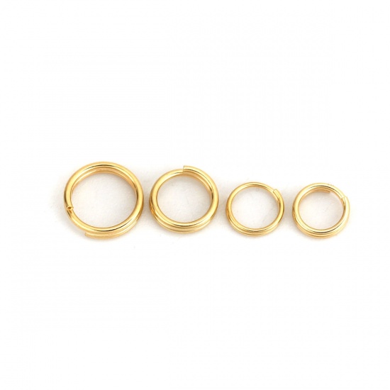 Picture of 0.7mm 316 Stainless Steel Double Split Jump Rings Findings Round Gold Plated 5mm Dia., 500 PCs