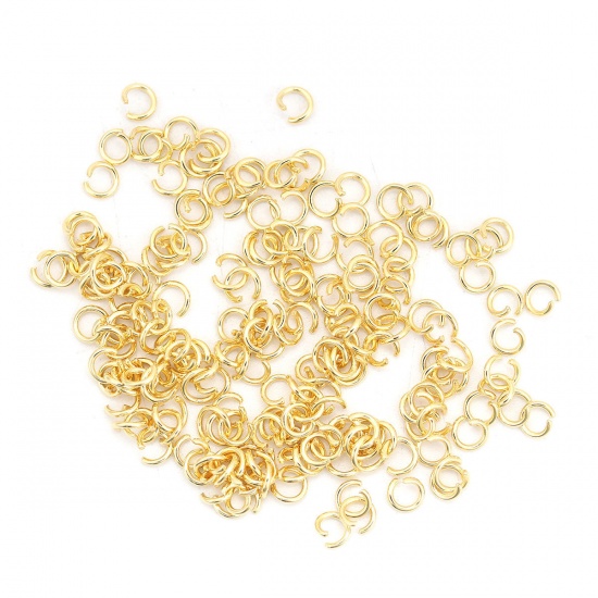 Immagine di (21 misura) 304 Acciaio Inossidabile Aperto Stile Anello di Salto Oro Placcato 4mm Dia., 1000 Pz