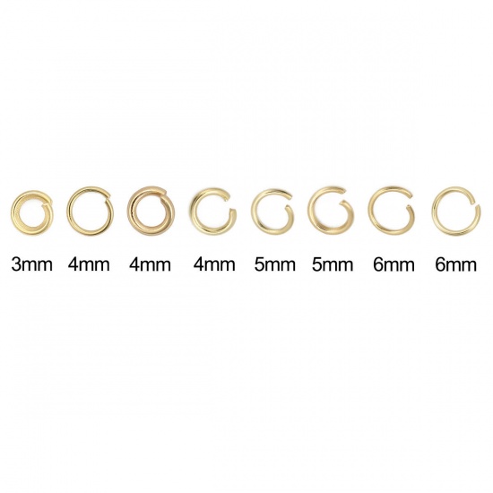 Picture of (21 gauge) 304 Stainless Steel Open Jump Rings Findings Gold Plated 4mm Dia., 1000 PCs