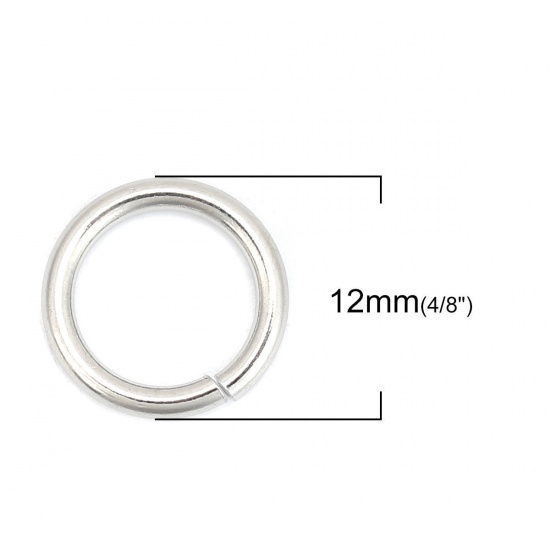 Picture of 1.6mm 304 Stainless Steel Open Jump Rings Findings Silver Tone 12mm Dia., 500 PCs