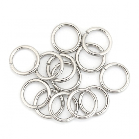 Picture of 2mm 304 Stainless Steel Open Jump Rings Findings Silver Tone 15mm Dia., 5 Packets(about 1300 PCs)