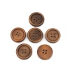 Immagine di Legno Bottone da Cucire ScrapbookBottone Tondo Colore del caffè Debole Quattro Fori Nulla Disegno 25mm Dia, 50 Pz