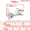Immagine di Lega di Zinco Charm Ciondoli  Argento Antico Cevo di Natale Disegno 24.0mm x 21.0mm, 20 Pz