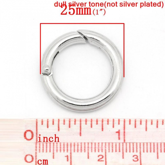 Image de Alliage de Zinc en Fermoirs de Sécurité Forme Rond Argent Mat, 25mm Diamètre , 1 Pièce