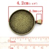 亜鉛合金 レジン セッティング台 ミール皿 ペンダント 円形 銅古美 (適応サイズ:30mm) 42mm x 33mm、 5 個 の画像