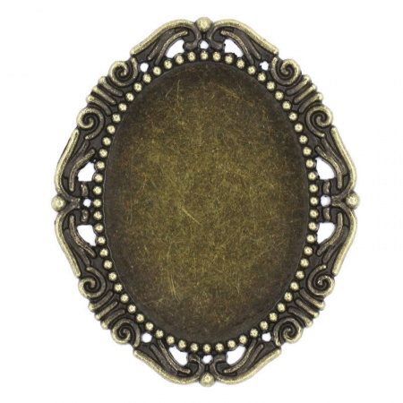 Lega di Zinco Connettore Ovale Tono del Bronzo Basi per Cabochon Addetti 4.1cm x 3cm 5.4cm x 4.5cm, 5 Pz