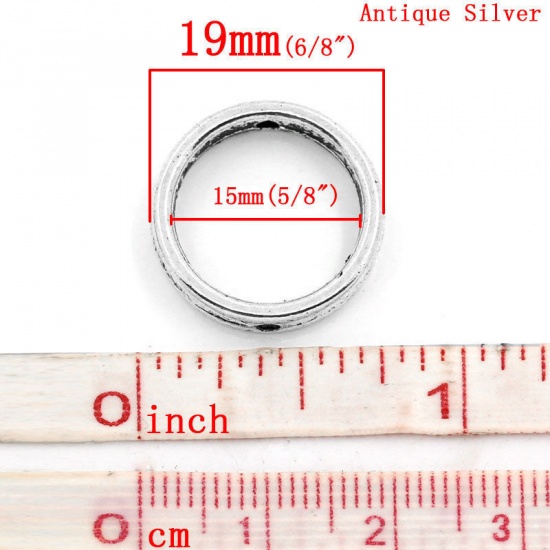 Bild von Zinklegierung Perlen Rund Antiksilber ca. 19mm D., Loch:ca. 1.5mm, 50 Stück