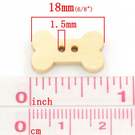 Picture of Natural Wood Sewing Buttons Scrapbooking 2 Holes Bone 18mm( 6/8") x 10mm( 3/8"), 100 PCs