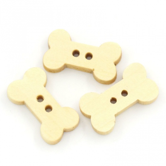 Picture of Natural Wood Sewing Buttons Scrapbooking 2 Holes Bone 18mm( 6/8") x 10mm( 3/8"), 100 PCs