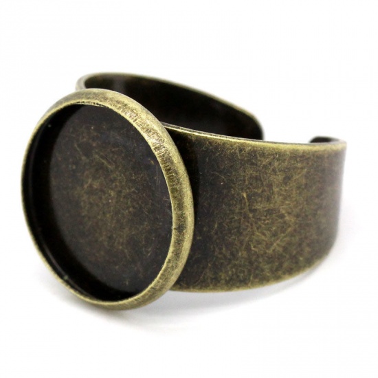 亜鉛合金 アジャスタブル 指輪 リング 円形 銅古美 14mm丸皿 18.3mm(日本サイズ約16号) 10 個 の画像
