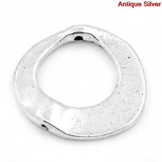 Picture of Zinc Based Alloy Spacer Beads Ring Antique Silver Color About 21mm x 20mm, Hole:Approx 1mm, 30 PCs