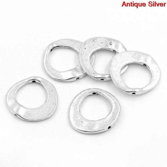 Picture of Zinc Based Alloy Spacer Beads Ring Antique Silver Color About 21mm x 20mm, Hole:Approx 1mm, 30 PCs