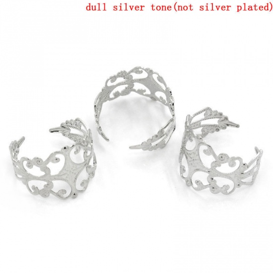 Picture of Zinc Based Alloy Adjustable Rings Round Silver Tone Hollow 19.1mm( 6/8") (US Size 9), 10 PCs