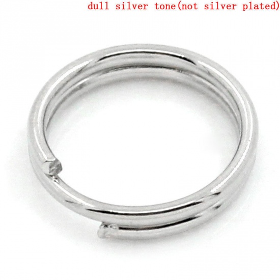 Picture of 0.6mm Iron Based Alloy Double Split Jump Rings Findings Round Silver Tone 7mm Dia, 1000 PCs