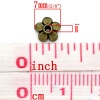 Imagen de Tapón de cuentas Zamak Flor , Tono Bronce y Flor (Tamaño Cuenta Adaptado 8mm-14mm) 7mm x 6mm, 300 Unidades