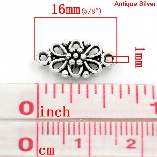 Picture of Connectors Findings Flower Antique Silver Color 16x8mm,100PCs