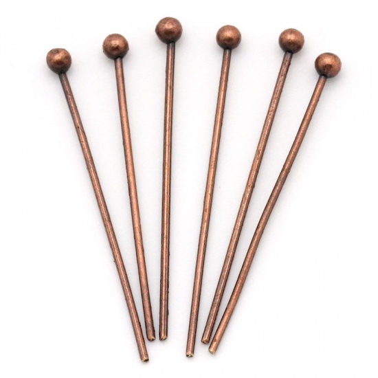 Picture of Brass Ball Head Pins Antique Copper 20mm( 6/8") long, 0.5mm (24 gauge), 1000 PCs                                                                                                                                                                              