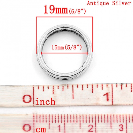 Picture of Zinc Based Alloy Spacer Beads Circle Ring Antique Silver Color About 19mm Dia, Hole:Approx 1.5mm, 5 PCs
