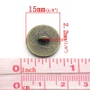 亜鉛合金 シャンクボタン 金属ボタン 円形 銅古美 15mm 直径、 20 個 の画像