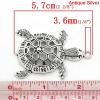 Imagen de Colgantes Aleación del Metal Del Zinc de Tortuga Animal Plata Antigua Rhinestone 5.7cm x 3.9cm, 5 Unidades