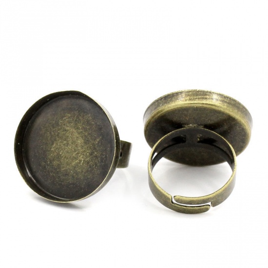 Bild von Messing Einstellbar Ringrohlinge mit Fassung Rund Bronzefarbe (für 23mm D) 17.9mm (US Größe 7.5) 10 Stück