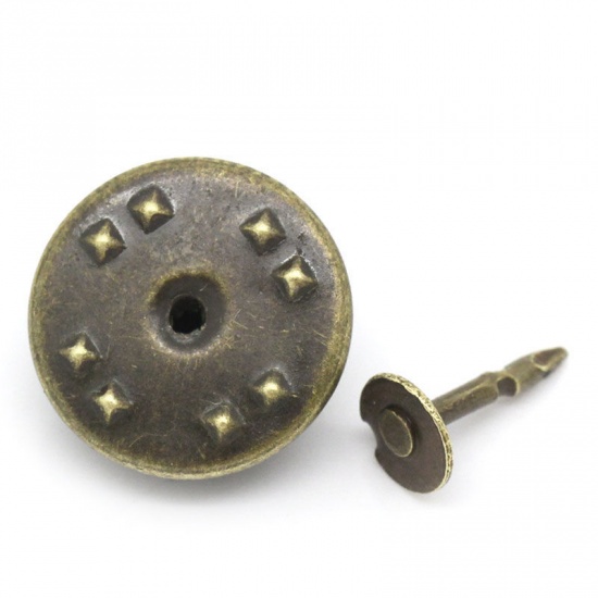 Image de Rivets en Cuivre Forme Rond Bronze antique, Tachetures 11mm x 11mm  8mm x 4.5mm, 50 Sets 
