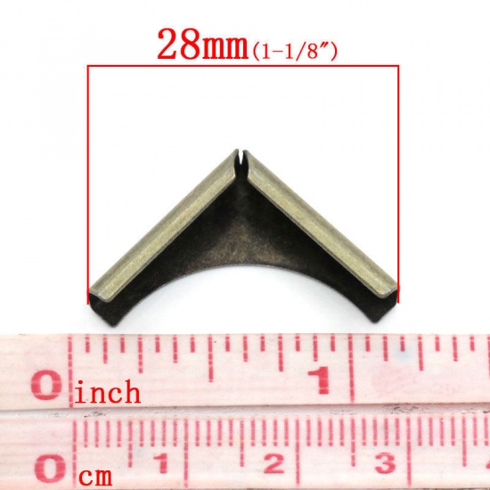 Immagine di Lega di Ferro Protezione di Angolari Libro Triangolo Tono del Bronzo Nulla Disegno 28mm x 20mm, 100 Pz