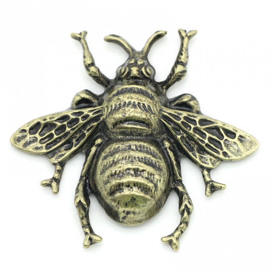 Изображение Кабошоны и Наклейки Металлические Пчелы Античная Бронза 4.0см x 3.5см, 5 ШТ 