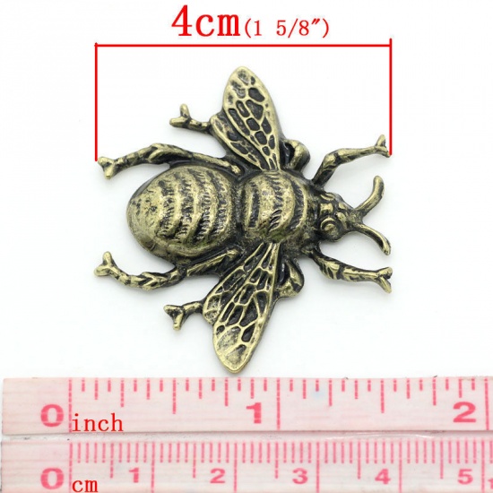 Picture of Zinc Based Alloy Embellishments Findings Bees Antique Bronze 40mm(1 5/8") x 35mm(1 3/8"), 5 PCs