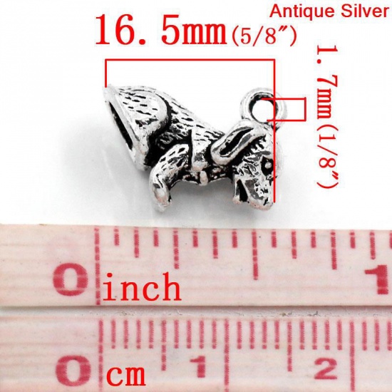 Bild von Zinklegierung Charm Anhänger Tier Hund Antik Silber 16.5mm x 14.0mm, 30 Stücke