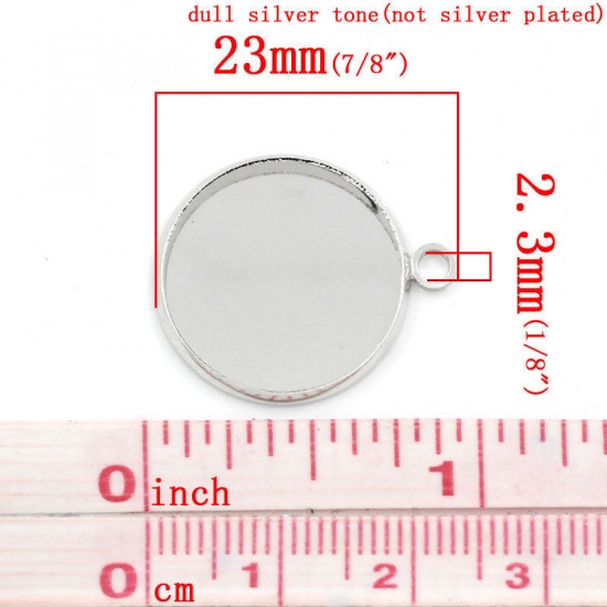 亜鉛合金 レジン セッティング台 ミール皿 ペンダント 円形 シルバートーン ( 18mmに合う) 23mm x 20mm、 2 個 の画像