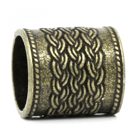 Image de Perles en Alliage de Zinc Forme Colonne Plaqué bronze Fleurs Diamètre: 13mm, Tailles de Trous: 10.5mm, 20 Pièces