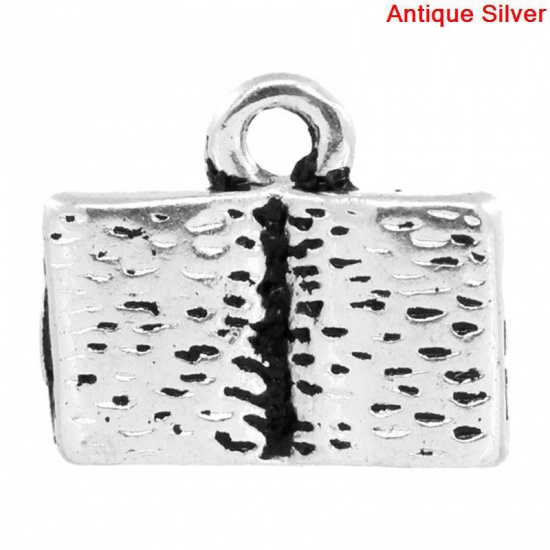 Imagen de Colgantes Aleación del Metal Del Zinc de Abrir Libro Plata Antigua Rhinestone 12.0mm x 10.0mm, 30 Unidades 