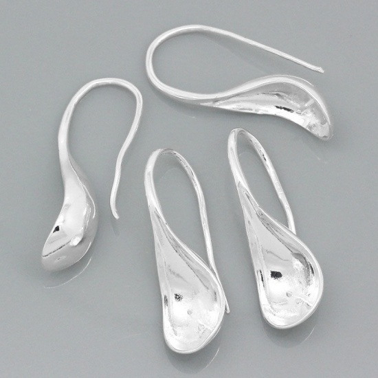 Immagine di Ottone Orecchino Ganci per Orecchini Cucchiaio Argento Placcato Nulla Disegno 3.1cm x 11mm posta / filo: ( 1mm )， 10 Pz