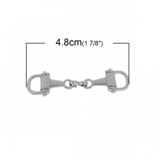 Image de Connecteurs de Bijoux en Alliage de zinc+Alliage de fer Forme Ouvre bouteille Argent Mat 4.8cm x 1.3mm, 100 Pcs