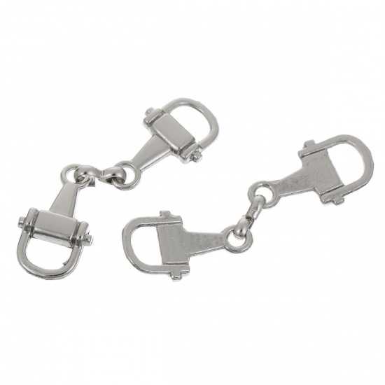 Image de Connecteurs de Bijoux en Alliage de zinc+Alliage de fer Forme Ouvre bouteille Argent Mat 4.8cm x 1.3mm, 100 Pcs