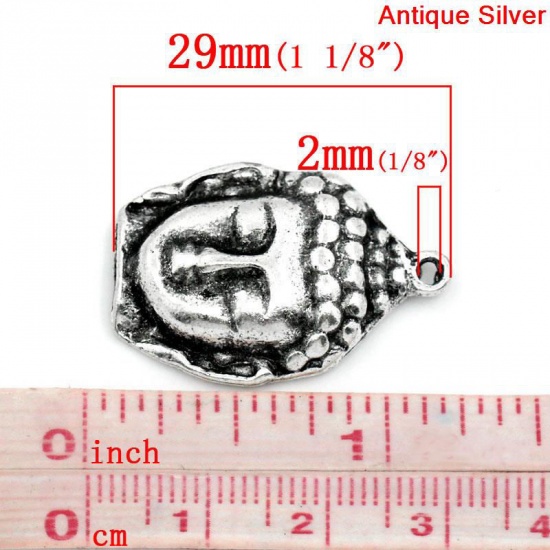 Picture of Zinc Based Alloy Charms Antique Silver Color Buddha 29mm x 20mm, 2 PCs