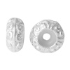 Picture of Zinc Based Alloy Stopper Spacer Beads With Rubber Core Flat Round Silver Plated 11mm x 5mm, Hole: 1.6mm, 10 PCs