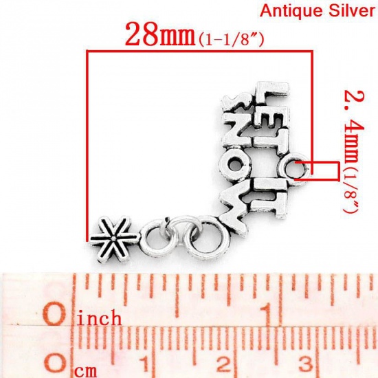 Picture of Zinc Based Alloy Charm Christmas Snowflake Antique Silver Color Message " LET IT SNOW " 28mm x 23mm(1 1/8"x 7/8"), 20PCs