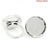 Picture of Brass Adjustable Cabochon Settings Rings Round Antique Silver Color (Fits 25mm Dia) 19.5mm( 6/8")(US Size 9.5), 10 PCs
