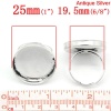 Picture of Brass Adjustable Cabochon Settings Rings Round Antique Silver Color (Fits 25mm Dia) 19.5mm( 6/8")(US Size 9.5), 10 PCs