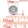 Immagine di Lega di Zinco Separatori Perline Tondo Argento Antico Sole Disegno Circa 10mm Dia, Foro:Circa 1.4mm, 50 Pz