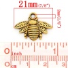 Picture of Zinc Metal Alloy Charm Pendants Bees Animal Gold Tone Antique Gold 21mm( 7/8") x 16mm( 5/8"), 50 PCs