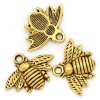 Picture of Zinc Metal Alloy Charm Pendants Bees Animal Gold Tone Antique Gold 21mm( 7/8") x 16mm( 5/8"), 50 PCs