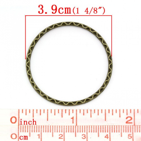 Immagine di 2mm Lega di Zinco Chiuso Stile Anello di Salto Tondo Bronzo Antico 3.9cm x 3.7cm, 30 Pz