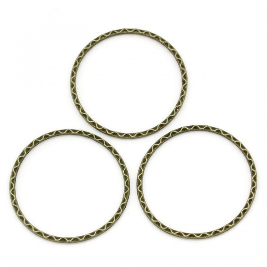 Immagine di 2mm Lega di Zinco Chiuso Stile Anello di Salto Tondo Bronzo Antico 3.9cm x 3.7cm, 30 Pz