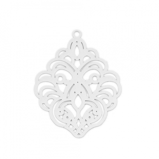 Immagine di Ottone Filigree Stamping Ciondoli KC Placcato Oro Fiore 31mm x 24mm, 10 Pz                                                                                                                                                                                    